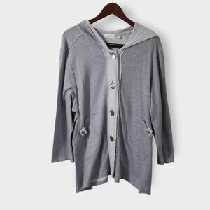 Habitat Clothing Casual Lightweight Knit Hooded Jacket Grey Sz XL Lagenlook Art